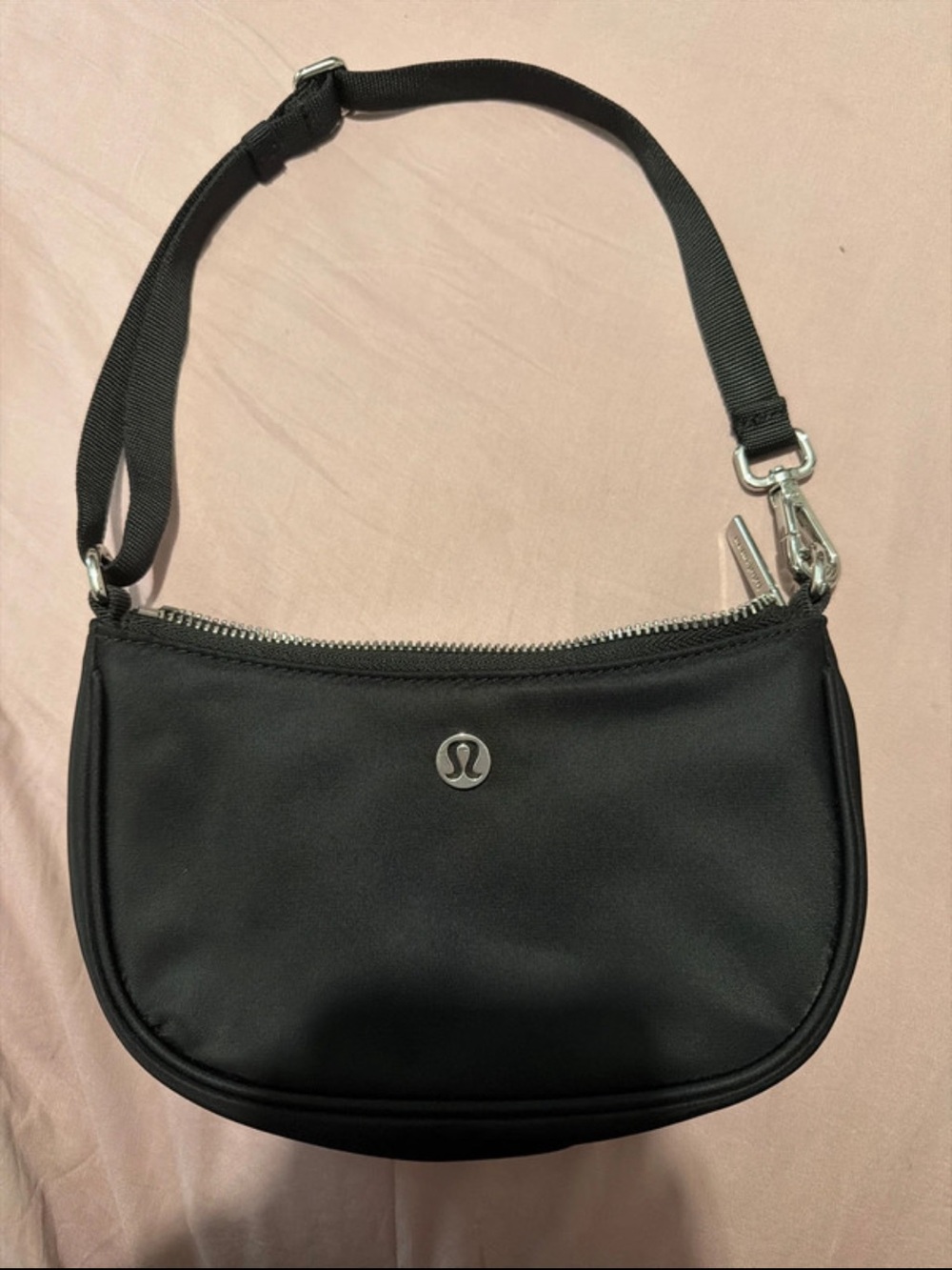 lululemon athletica Black Mini Shoulder Bag with Silver Hardware